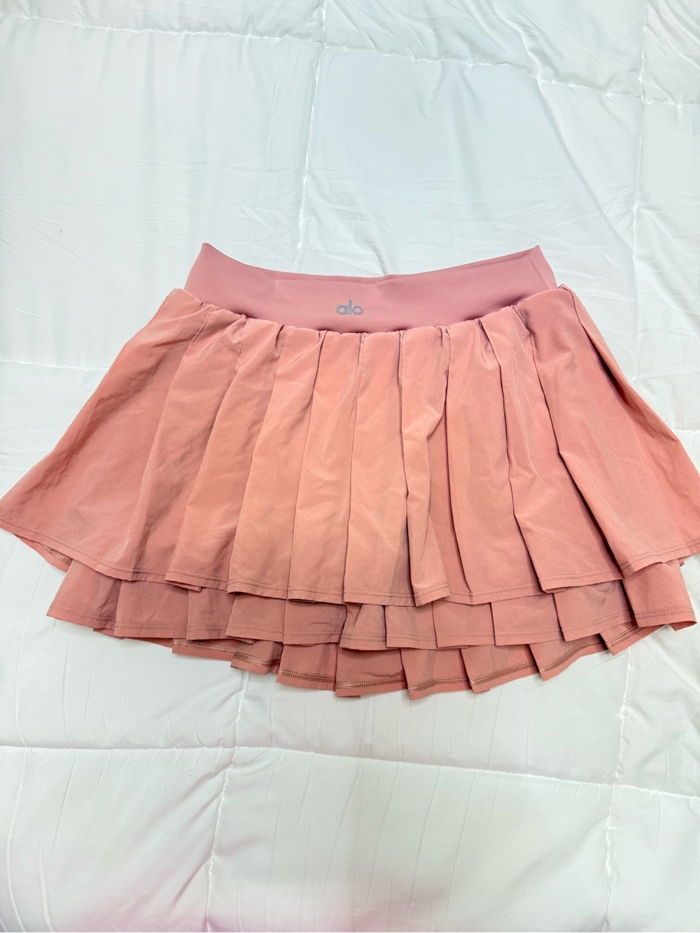 ALO Yoga Dusty Pink Layered Pleated Skater Skirt